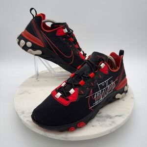Nike React Element 55 Mens Size 9 Black Red Sketch CK9285001 Running Sneakers